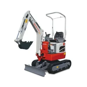 Front view of a Takeuchi TB210R compact excavator
