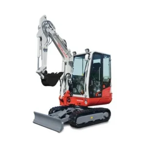Front view of a Takeuchi TB230 compact excavator