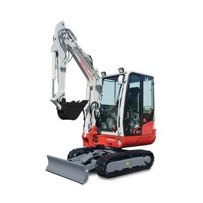 Front view of a Takeuchi TB230 compact excavator