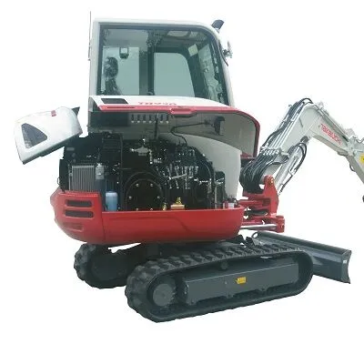 Takeuchi TB230 compact excavator with service panels open