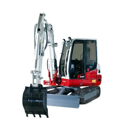 Front view of a Takeuchi TB260 compact excavator
