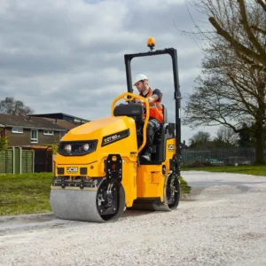 JCB 160-80 twin roller compacting a newly laid road