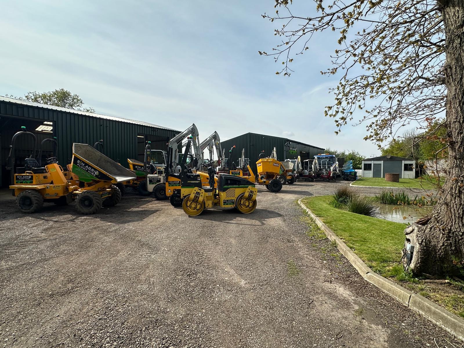 Construction plant fleet parked at the Sims depot
