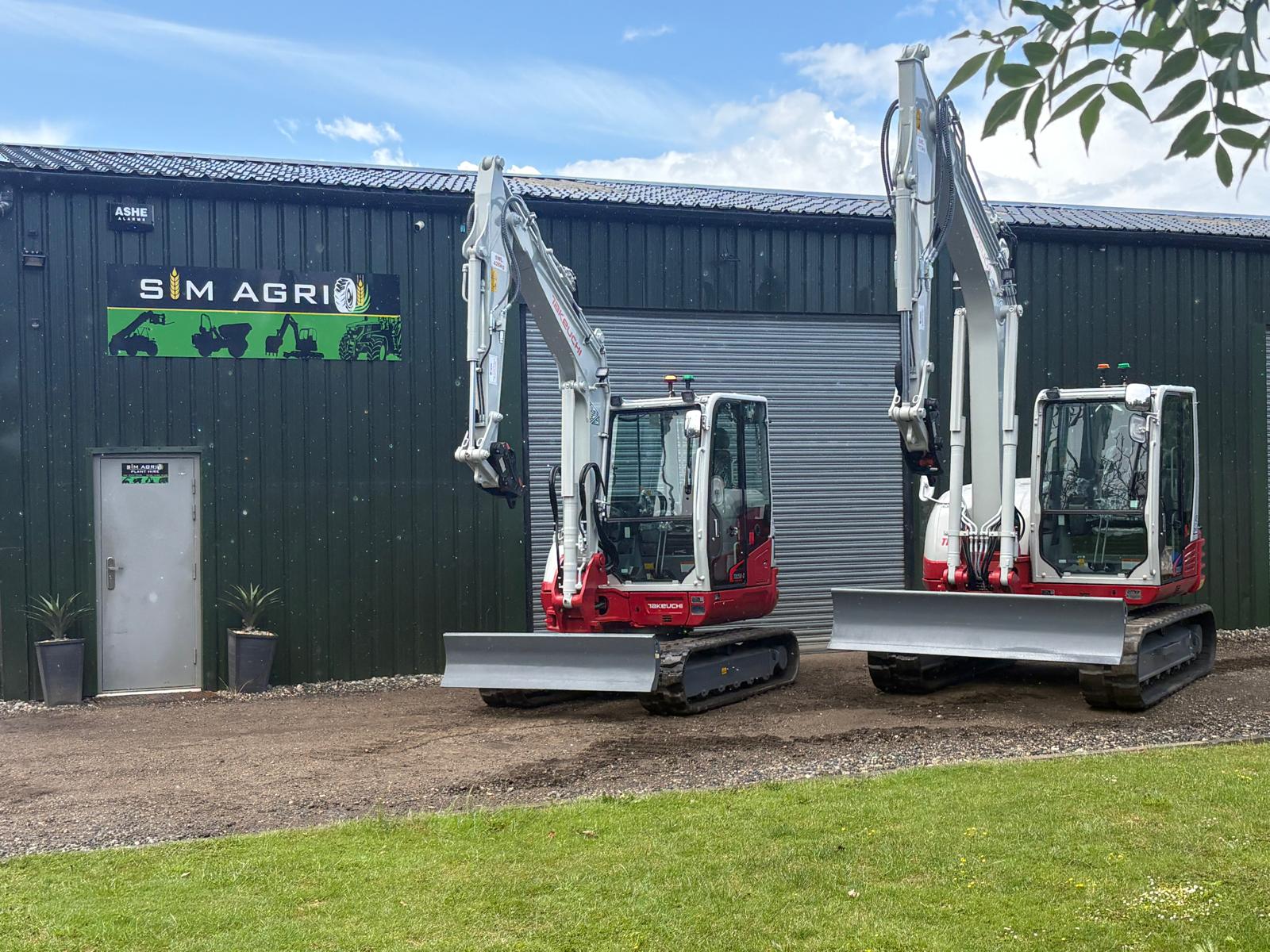 Two Takeuchi excavators ready for plant hire in Southampton
